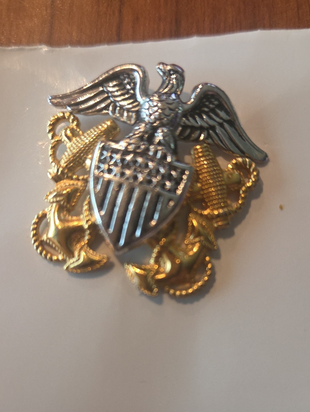 Gold and Silver Eagle Shield Accent Pin - Unbranded